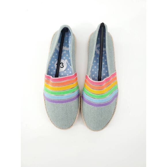 Report Kid Blue Denim Glitter Rainbow Slip-On Espadrilles - 13 - Picture 1 of 7